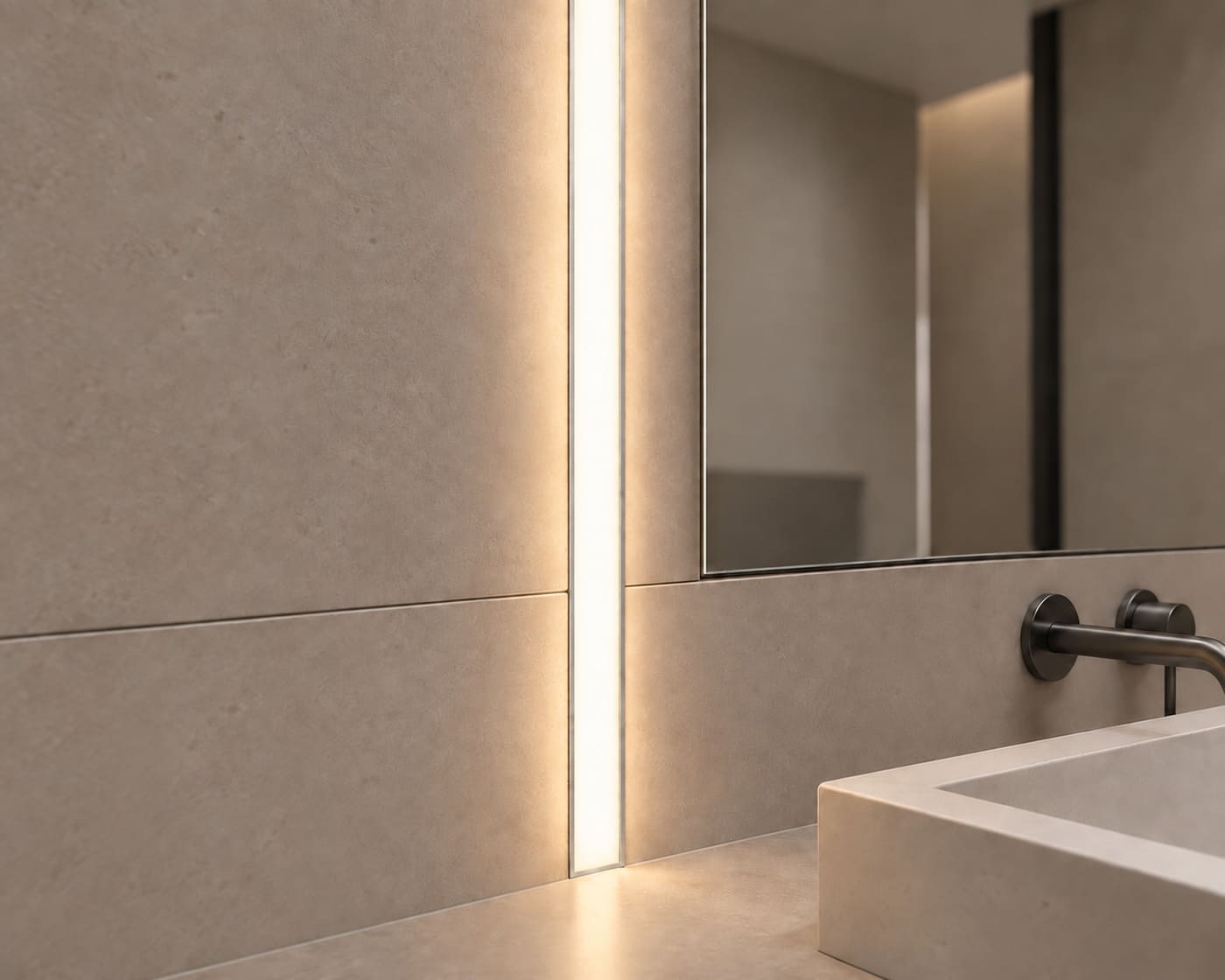 Duvarda LED’li alüminyum profil uygulaması